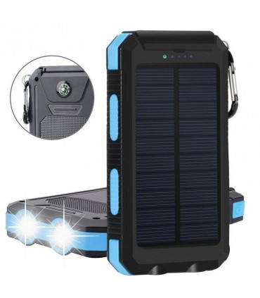 Cargador portátil solar de 20000 mAh,  luz LED para 2 cargadores USB y   incorporada con brújula