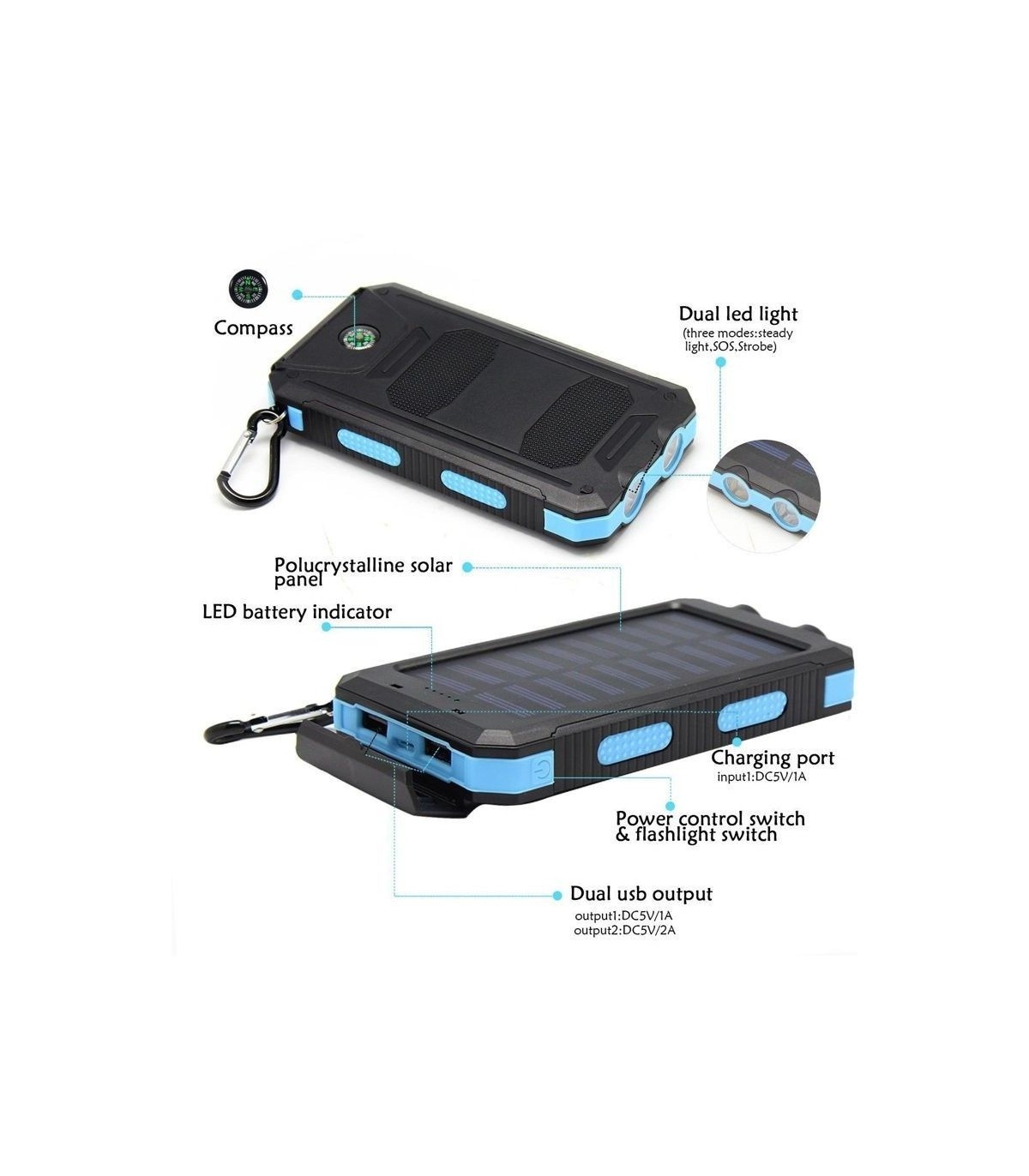 Cargador solar Portatil De Bateria 2.USB Dual Para Celulares tablet  Telefonos❤