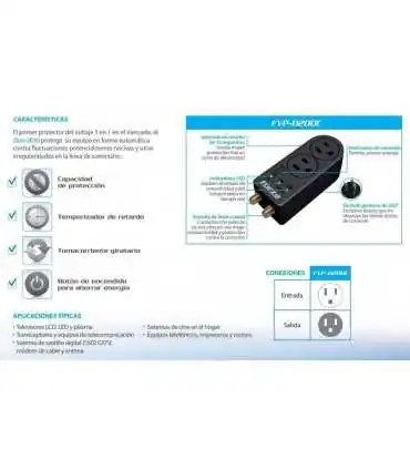 Protector de Voltaje 110V 1 Salida NEMA 1400J Coaxial FVP0200C