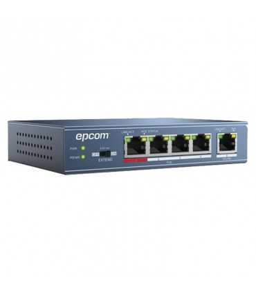 Switch PoE EPSW05P 250 Metros PoE LARGA DISTANCIA 4 puertos 802.3at (30W) 10/100 Mbps + 1 puerto 10/100 , Epcom, Switches Guatemala