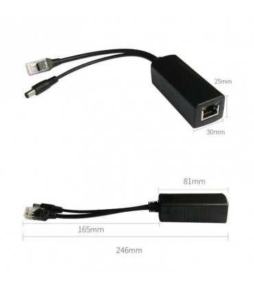 Cable divisor PoE pasivo TTPL100 de 48-55 Vcd @ 12 Vcd, 2 A.