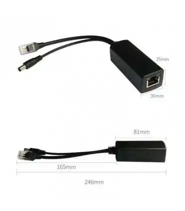 Cable divisor PoE pasivo TTPL100 de 48-55 Vcd @ 12 Vcd, 2 A.