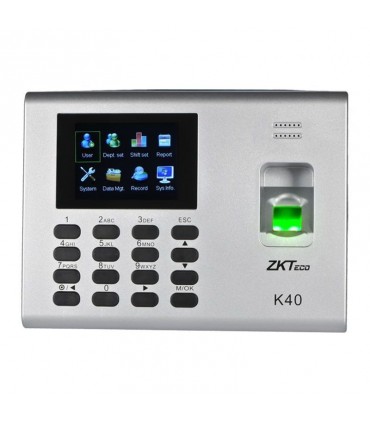 ZK K40 - Control de acceso y asistencia simple / 1000 Huellas / TCPIP / Descarga de USB en hoja de calculo / 2 Horas de respaldo