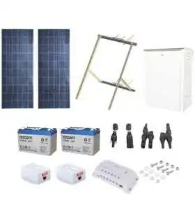 KIT-PANELSOLAR30W Kit Panel Solar 30W 12V con Controlador PWM “100A” (USB) – Policristalino, marco de aluminio de Coinser