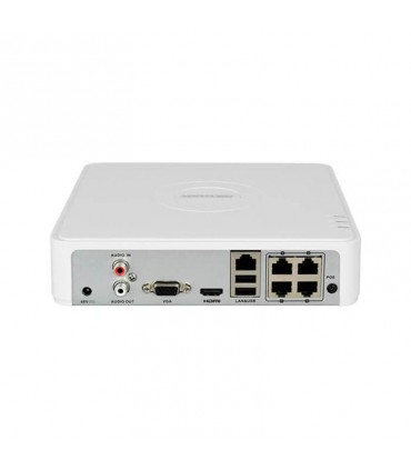 DS-7104NI-Q1/4P NVR de 4 canales, 1HDD, 40Mbps, resolución 4M, 4 puertos PoE, 1 audio.