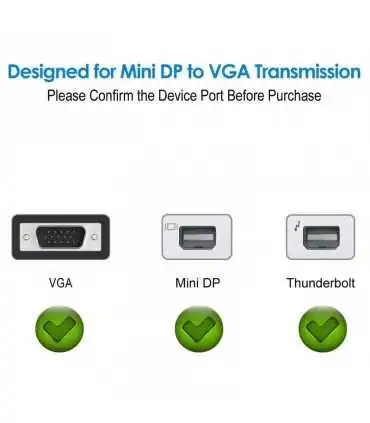 MINI-DP-A-VGA Mini Displayport (Mini Dp) A Vga Adaptador, Chapado En Oro 1080p Thunderbolt Puerto Convertidor Compatible