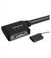 GCS22U Switch KVM USB VGA 2 puertos con cables integrados y selector remoto, para compartir teclado mouse USB y monitor VGA