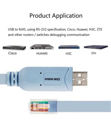 4351106646 Cable de Consola USB A RJ45 con Chip FTDI, Compatible Con Routers Cisco, Huawei, Hp, Arista, Opengear, Aruba, Otros
