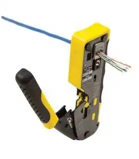 JX-1301 Pinza alicate multifuncional Pelacables, con terminal de pestaña, prensado automático de color amarillo. , Coinser, Guatemala