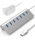 U307 RYBOZEN HUB USB 3.0 DE 7 Puertos De Aluminio Con Adaptador De Corriente De 5 V/4 A 20 W Y Cable USB De 4.9 Pies para PC , Coinser, Suministros Guatemala