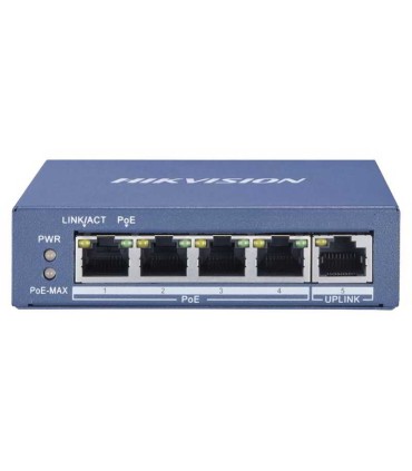 DS-3E0505P-E/M Switch 4 Puertos Gigabit Poe+, No Administrable, 1 Puerto 10/100/1000 Mbps Uplink, 35 W