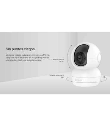 CS-TY2-B0-1G2WF Cámara MiniPTZ WIFI 360 grados Lente 4mm. Micrófono IR 10m , EZVIZ, Cámaras WiFi Guatemala