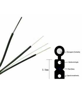 GFO-023 Metros de Fibra óptica para Exteriores, G657A, 1 hilo , Chaqueta LSZH, 1 Cable de Acero + 2 Miembros de fuerza FRP