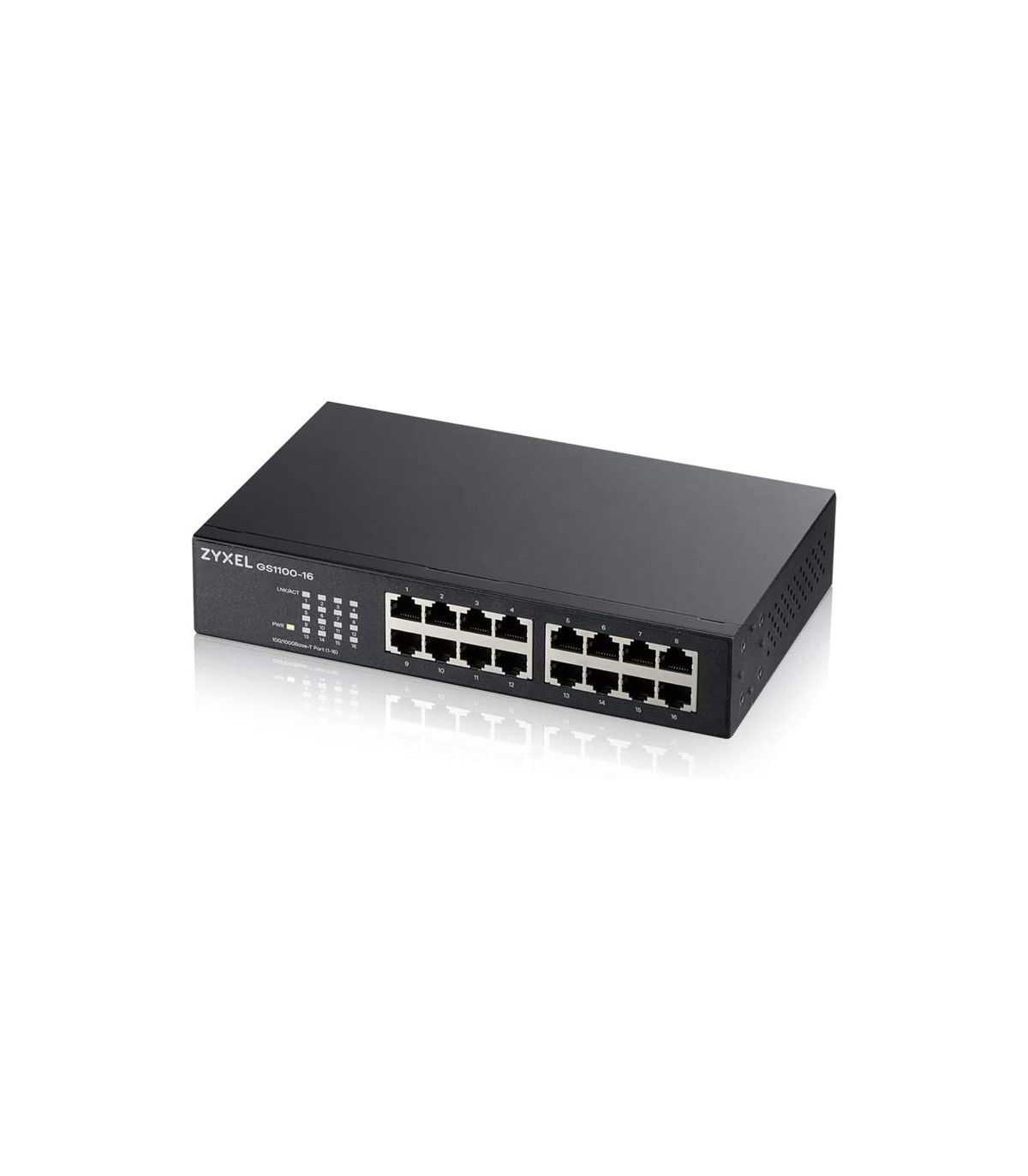 Conmutador Gigabit Ethernet ZyXEL GS1100-16v2 16 Puertos, sin Ventilador 