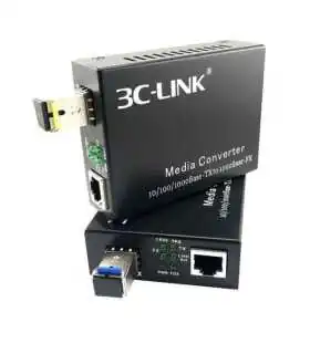 GAFO-0018 Par Media converter datos, TX/RX en un hilo SM, SC, hasta 20Km, 10/100Mb, 3C-LINK 3C-WD-100-35-20 y 3C-WD-100-53-20 , 3c-link, Guatemala