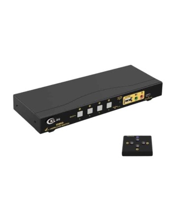 CKLAU-64HUA CONMUTADOR KVM HDMI DE 4 PUERTOS CON CONCENTRADOR USB, AUDIO Y 4 CABLES KVM TECLADO INALÁMBRICO Y RATON