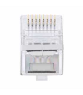 TC6S-PASS BOTE CON 100 PLUGS PASS THROUGH RJ45 CAT6 BLINDADO CHAPADO DE ORO A 30 MICRAS PARA DURABILIDAD EXTREMA