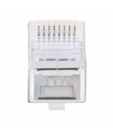 TC6S-PASS BOTE CON 100 PLUGS PASS THROUGH RJ45 CAT6 BLINDADO CHAPADO DE ORO A 30 MICRAS PARA DURABILIDAD EXTREMA