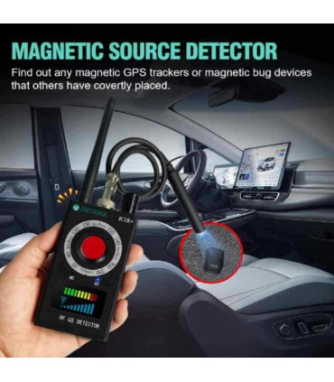 K18 Detector Antiespía Rastreador y Detector GPS, Detector y Escáner de Señal RF, Buscador de Cámara y Micrófono