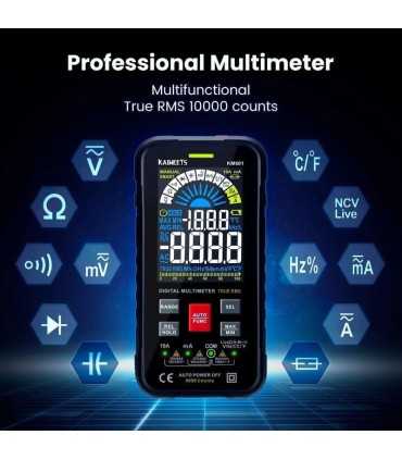KM601 KAIWEETS Multímetro digital voltímetro inteligente medidor eléctrico