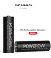 SC2800AA Baterías recargables AA, alta capacidad de 2800 mAh de 1.2 V NiMH baja autodescarga, paquete de 4 marca POWEROWL