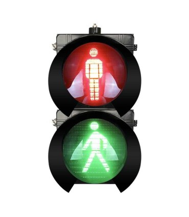 RX300-3-25-2D Semáforo 2 luces con señalización para Peatones color verde y rojo de 300 mm, lente transparente, 85-265 VCA