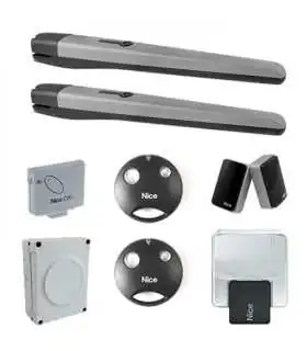 TOONA-5024 Motor de Brazo 24V para puerta abatible de 1 hojas de hasta 5 m., fotoceldas, 2 controles y lámpara de Nice