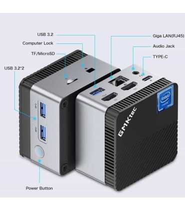 NUCBOX5-8R-256HD Mini PC con Win 11 Pro Intel N5105, 8 GB de RAM DDR4, 512 GB SSD, doble HDMI 4K, WiFi dual, Gigabit, BT4.2 , Coinser, PC o Server Guatemala