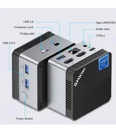 NUCBOX5-8R-256HD Mini PC con Win 11 Pro Intel N5105, 8 GB de RAM DDR4, 512 GB SSD, doble HDMI 4K, WiFi dual, Gigabit, BT4.2