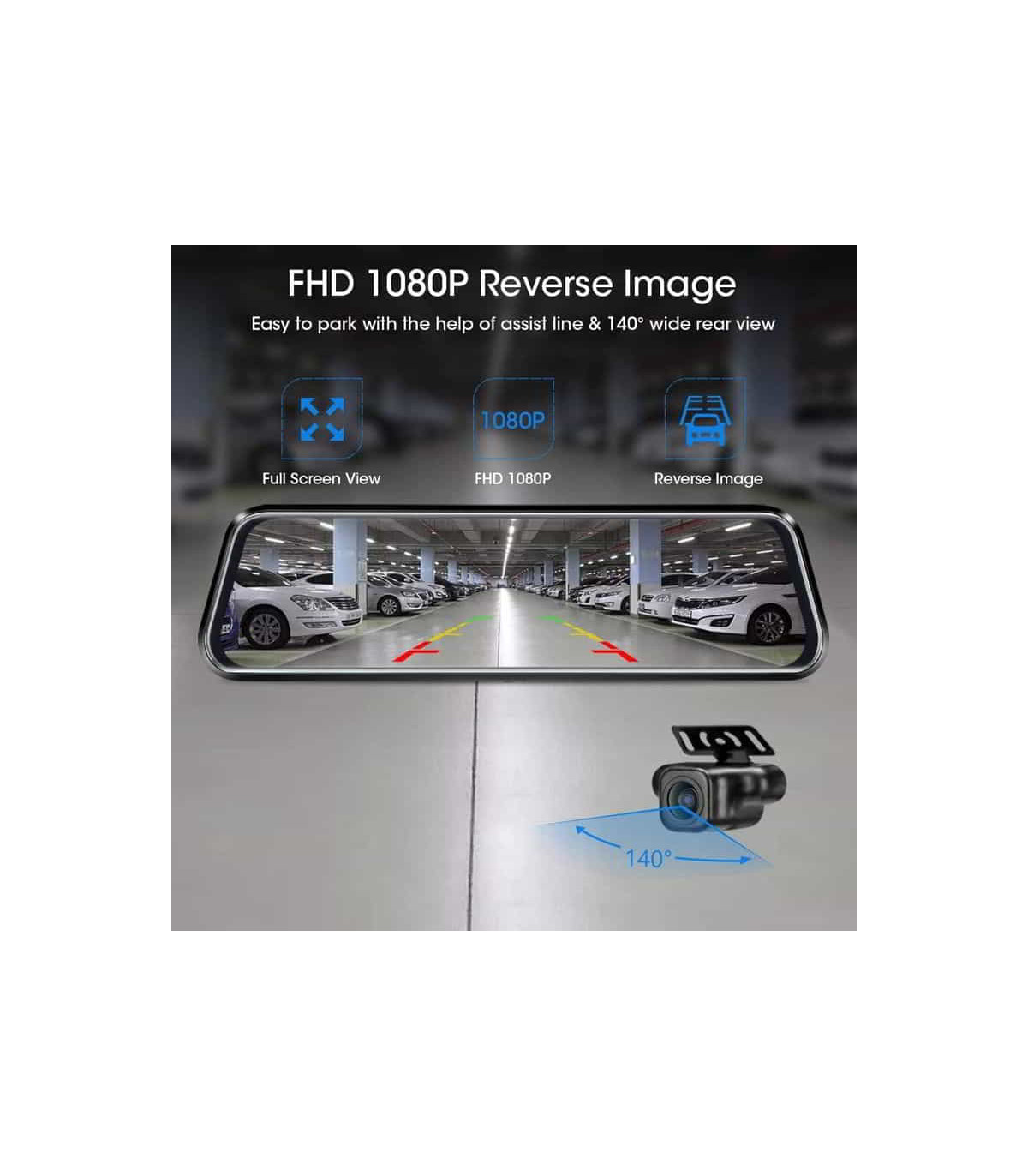 Espejo Retrovisor Táctil 10inch Dual Cámara FHD 1080p M1-10