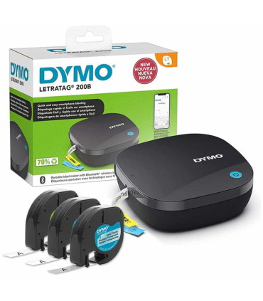 DYMO LetraTag 200B impresora compacta de etiquetas o Rotuladora conecta a través de la tecnología inalámbrica Bluetooth