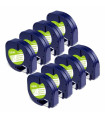 BOW-91330 Paquete de 8 cintas de etiquetas de repuesto para Dymo Letratag autoadhesiva negra sobre blanco de 1/2" x 13 pies