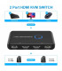 KVM-2PORTS-HDMI Switch KVM HDMI de 2 puertos, teclado, mouse y un monitor HD compartido, 4K, 2 cables USB y 2 cables HDMI