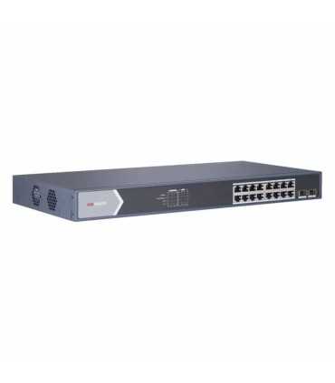 DS-3E0518P-E/M Switch Gigabit PoE+, No Administrable, 16 puertos 10/100/1000 Mbps PoE+, 2 puertos SFP de Uplink, 125 Watts , Hikvision, Switches PoE Guatemala