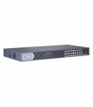 DS-3E0518P-E/M Switch Gigabit PoE+, No Administrable, 16 puertos 10/100/1000 Mbps PoE+, 2 puertos SFP de Uplink, 125 Watts
