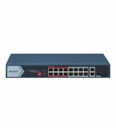 DS-3E0318P-E/M Switch PoE+, No Admin., 16 Ports. 100 Mbps PoE+, 2 Ports. Giga + 1 Ports. SFP, PoE hasta 300 Metros, 130 Watts , Hikvision, Switches PoE Guatemala