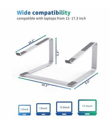LLS1 Soporte para computadora portátil para escritorio, de metal, ergonómico para portátiles de 12" a 17.3", color plateado