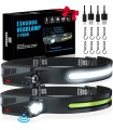 X002ZQK1QV Par de Linterna LED tipo Diadema, 1000 lúmenes y 230° de haz ancho, modo sensor, 2.4oz. Recargable, clips para casco
