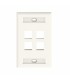 NK4FIWY Placa de Pared Vertical, Salida Para 4 Puertos Keystone, Con Espacios Para Etiquetas, Color Blanco Mate