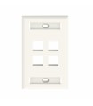 NK4FIWY Placa de Pared Vertical, Salida Para 4 Puertos Keystone, Con Espacios Para Etiquetas, Color Blanco Mate