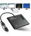 SX-4C4K1080 Divisor Video HDMI para 4 monitores, USB3 y adaptador USB-C, 4 x HDMI 2.0, 4K a 30 Hz, funciona con Windows y Mac