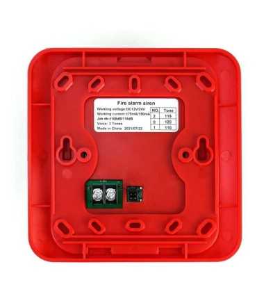 WD7324 Sirena con luz estroboscópica 9 a 24 V CC cableada, 3 tonos diferentes, Sonido fuerte 105dB, 6 LED integrados
