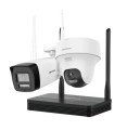 NKS424W02H Kit IP inalámbrico 4Mp NVS 4Ch, 1 cámara bala + 1 cámara torreta ext con lente 2.8mm, dual light 30mts IR 20mts luz