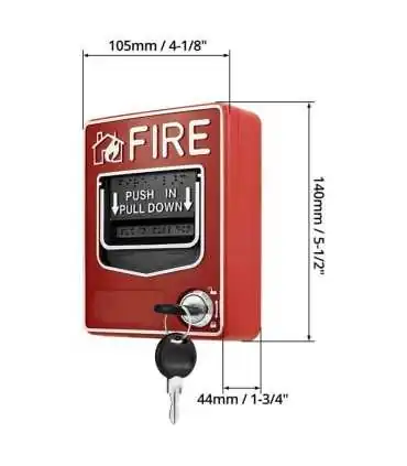 QS30092 Estación de alarma de incendio de emergencia con cable, doble acción 9-28VDC con 2 llaves