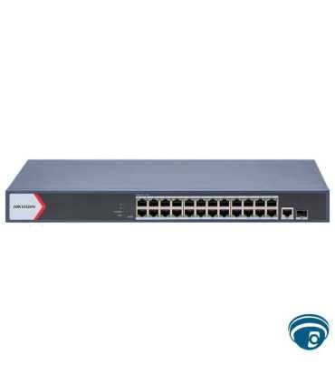 DS-3E1526P-EI/M switch PoE inteligente 24 puertos Gigabit, 230 W PoE, uplink RJ45 y fibra, montaje rack , Hikvision, Switches PoE Guatemala