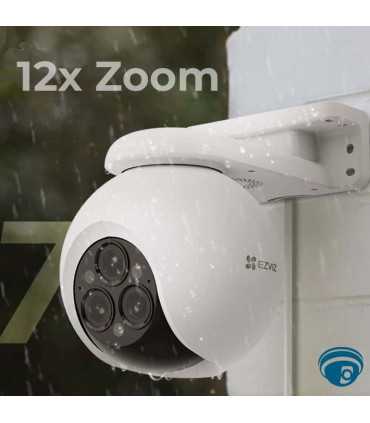CS-H80f-R100-8G444WKFL Cámara IP Wi-Fi con triple lente 2K 12x Zoom, detección IA humano/vehículo, audio 2 vías, zoom, IP67