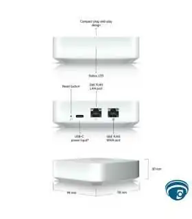 UXG-Lite Gateway UniFi gigabit compacto, IDS/IPS 1 Gbps, firewall capa 7 y SD-WAN, 2 puertos, VPN, DPI y filtrado avanzado