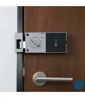 CS-DL03-R100-WBCP-GR cerradura inteligente WiFi 2.4G tipo rim, desbloqueo remoto por app seguro, alarma anti manipulació