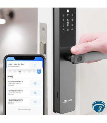 CS-DL05-R100-WBCP-GR Cerradura inteligente con huella y Wi-Fi 2.4 GHz, Bluetooth, PIN y tarjeta de proximidad IP65 acceso remoto