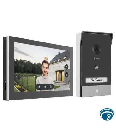 CS-HP7-R101-1W2TFC Kit Videoportero inteligente 2K con monitor táctil 7” instalación 2 hilos, Wi-Fi, RFID, apertura remota